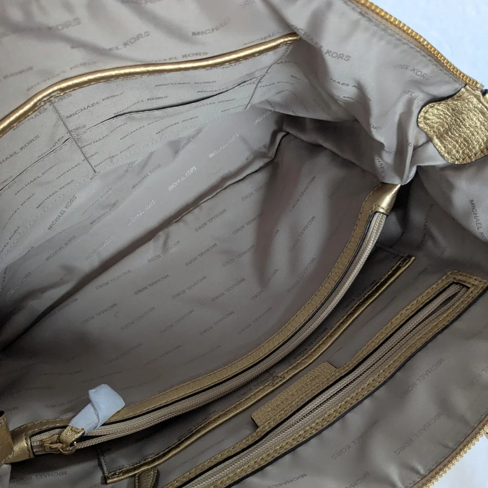 Michael Kors Rilley Gold Leather Convertible Bag